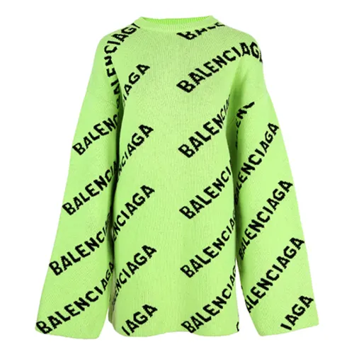 Balenciaga Embroidered Logo Oversized Sweater 'Green'