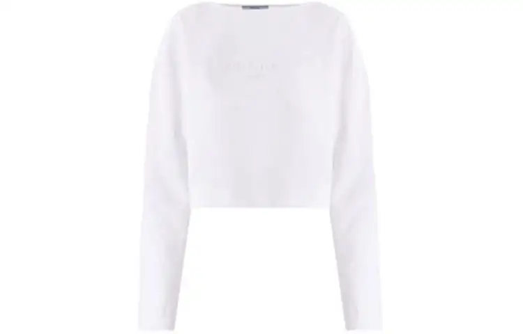 PRADA Logo Embossed Boat Neck Sweatshirt