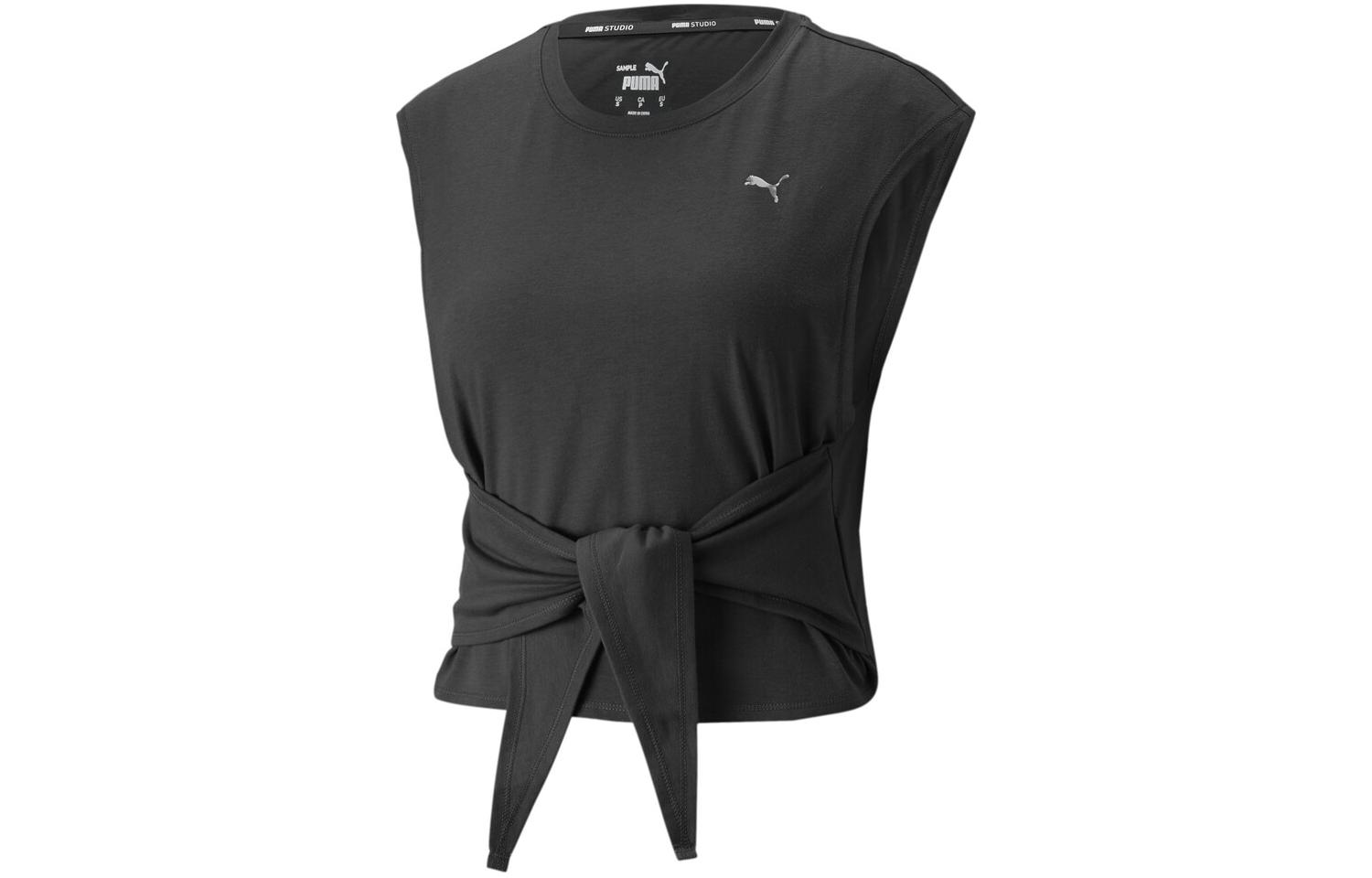 PUMA STUDIO SKIMMER T Shirts Women's Black Crew Neck Moderate Other
