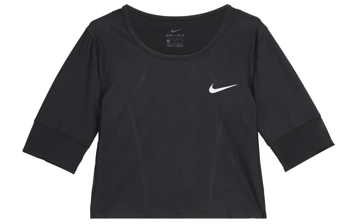 Nike Crop Tops Women's Black Crew Neck Thin