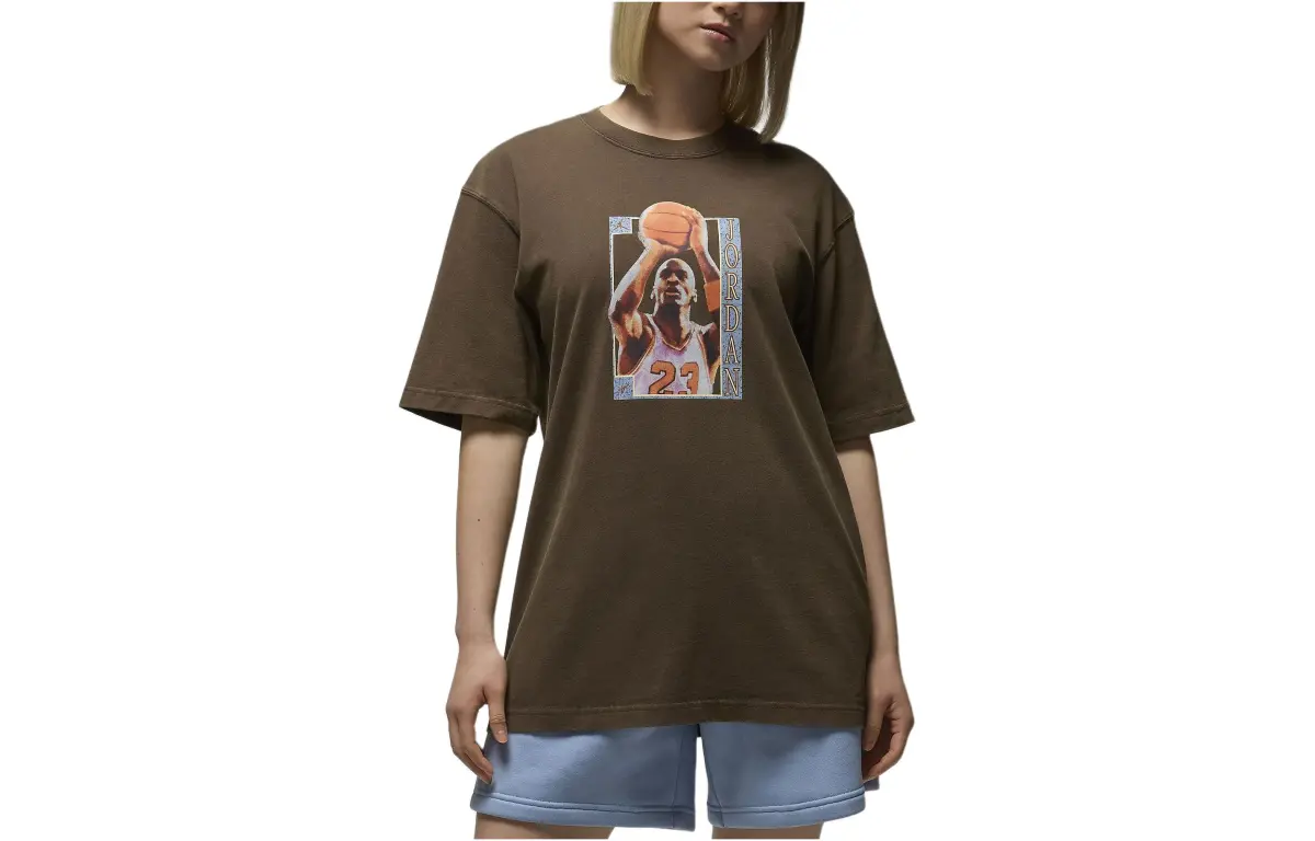Jordan Drop Shoulder Sleeve T Shirt Women's Brown