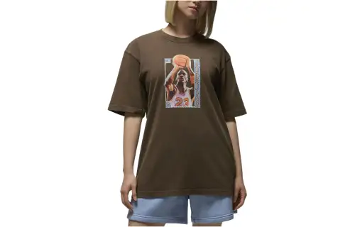Jordan Drop Shoulder Sleeve T Shirt Women's Brown