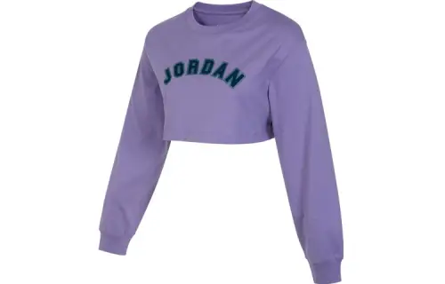 Jordan Crop Tops Women's Purple Crew Neck Moderate