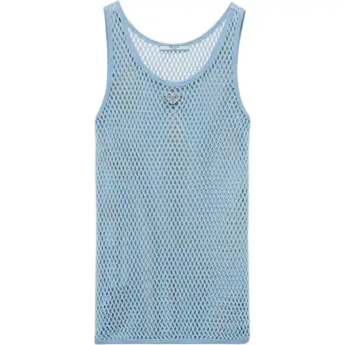 PRADA Tank Tops Women's Blue Crew Neck Moderate Other
