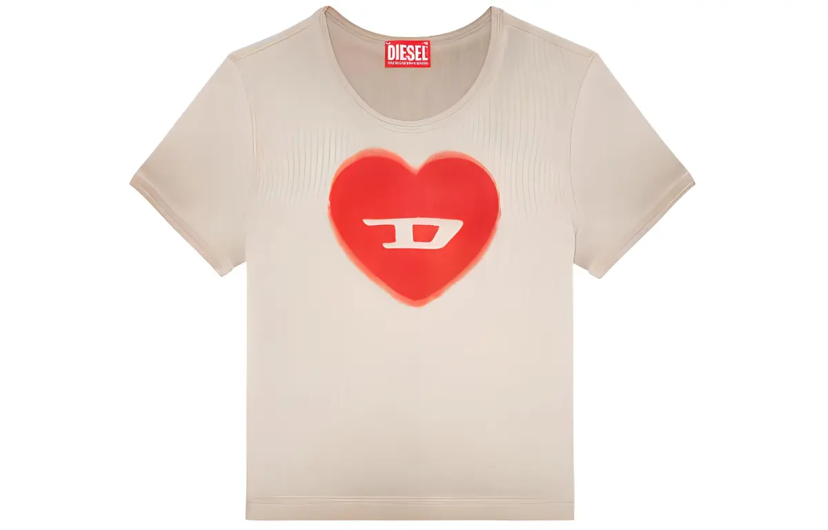 Diesel T-Ele Logo Heart Printed T-Shirt