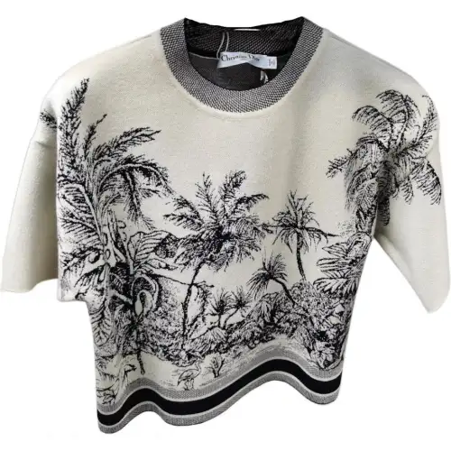 DIOR Sweaters Women's Ecru Crew Neck Moderate Other