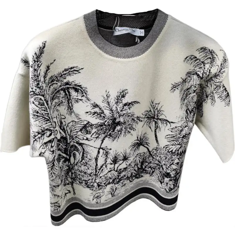 DIOR Sweaters Women's Ecru Crew Neck Moderate Other