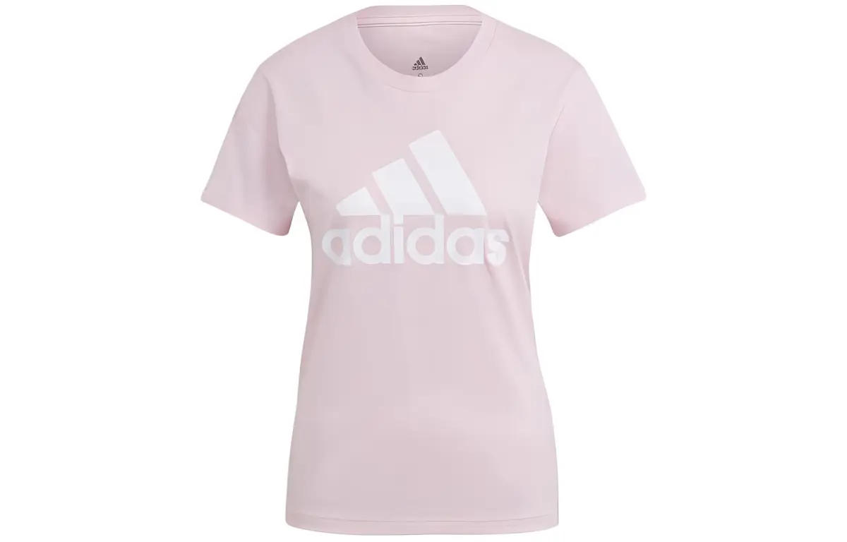 Adidas T-Shirts Women's Pink Crew Neck Moderate Straight Fit
