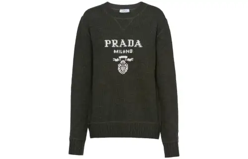 PRADA Sweaters Women's Green Crew Neck Moderate Other