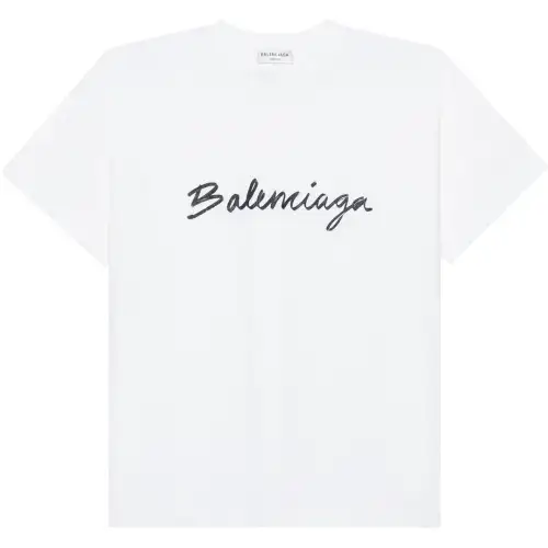 Balenciaga Women's Script Logo T shirt White/Black