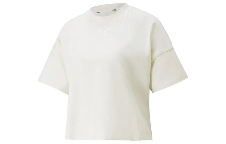 PUMA Drop Shoulder Sleeve T Shirt Women's Ecru