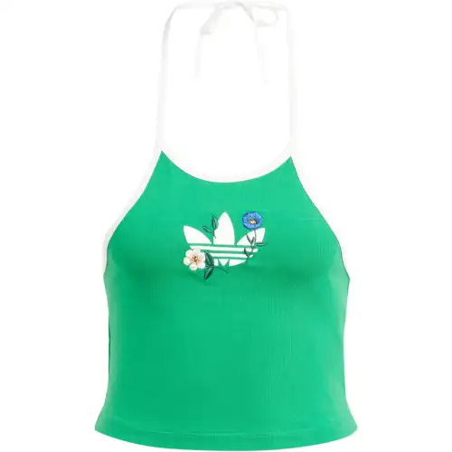 Adidas Originals Fashion Graphics Floral Halter Neck Top Crop Top Women's Green