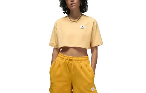 Jordan Crop Tops Women's Gold Crew Neck Moderate