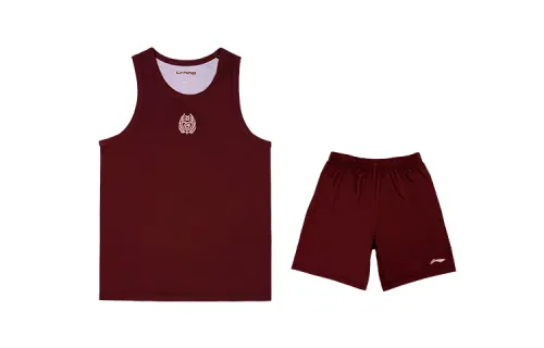 Li Ning, double-sided vest with a round collar sleevless, basketball shorts, red set, mid rise, men's style