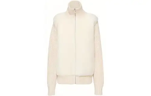 PRADA Sweaters Women's White Stand Collar Moderate Other