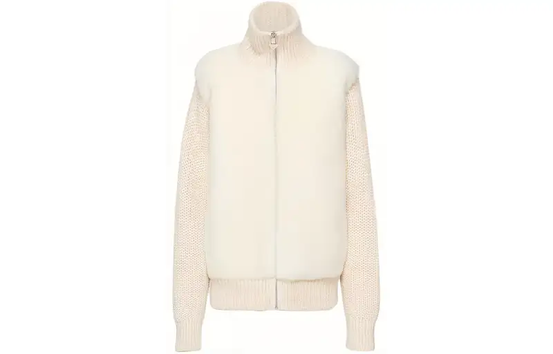 PRADA Sweaters Women's White Stand Collar Moderate Other