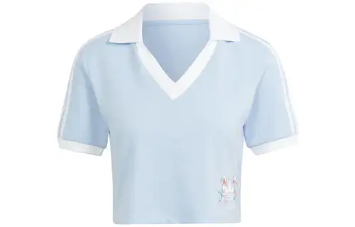 Adidas Originals Drop Shoulder Sleeve T Shirt Women's Light Blue Japan Version