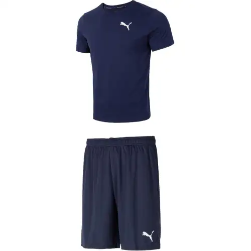 PUMA Casual Sportswear Men's Navy Blue Top+Navy Blue Shorts Crew Neck Moderate