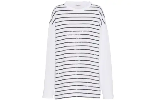 MIU MIU T Shirts Women's White Crew Neck Moderate Straight Fit