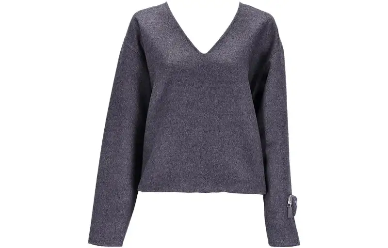 PRADA Sweaters Women's Gray Shirt Collar Moderate Other