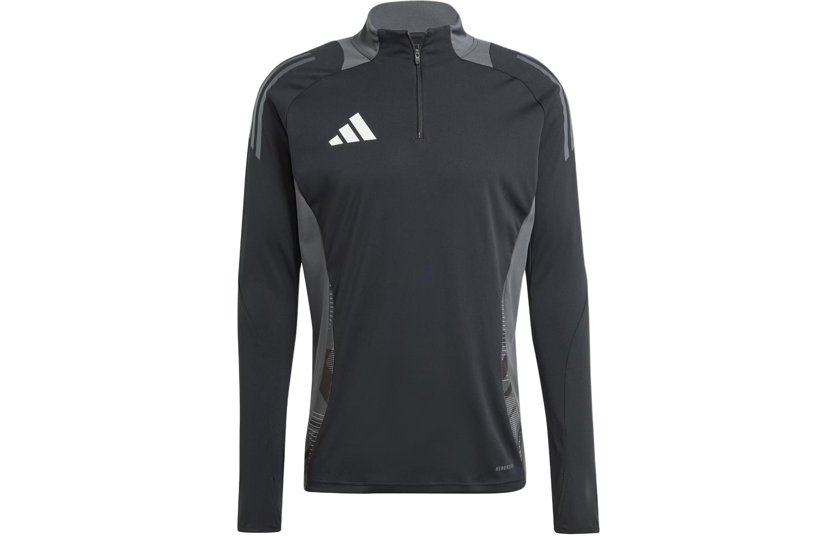 Adidas Tiro 24 Competition Training Top Color Blocked Half-Zip Stand Collar Long Sleeve Football Jersey Men's Black