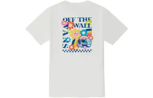 Vans T Shirts Women's White Crew Neck Moderate Straight Fit