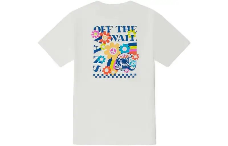 Vans T Shirts Women's White Crew Neck Moderate Straight Fit