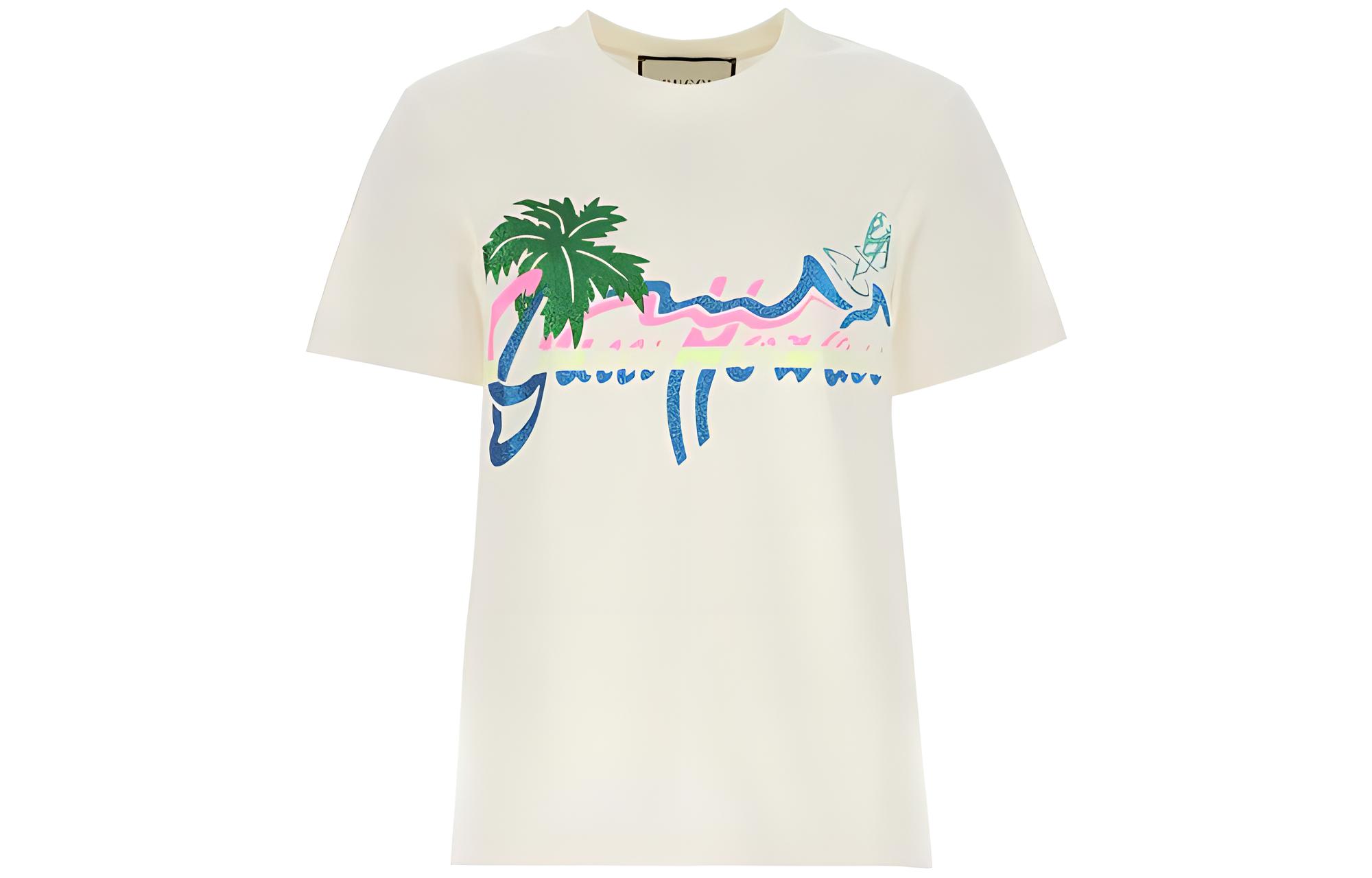 Женская футболка Gucci SS22T (кремовая)