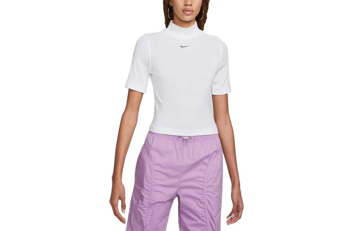 Nike Crop Tops Women's White Turtleneck Moderate