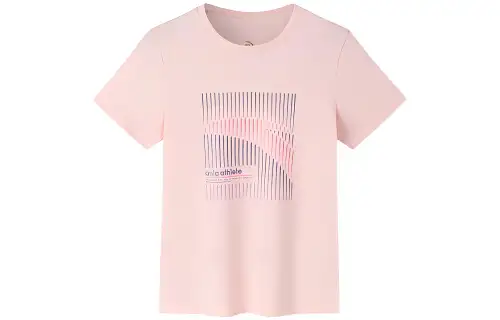 ANTA T Shirts Women's Pink Crew Neck Moderate Straight Fit