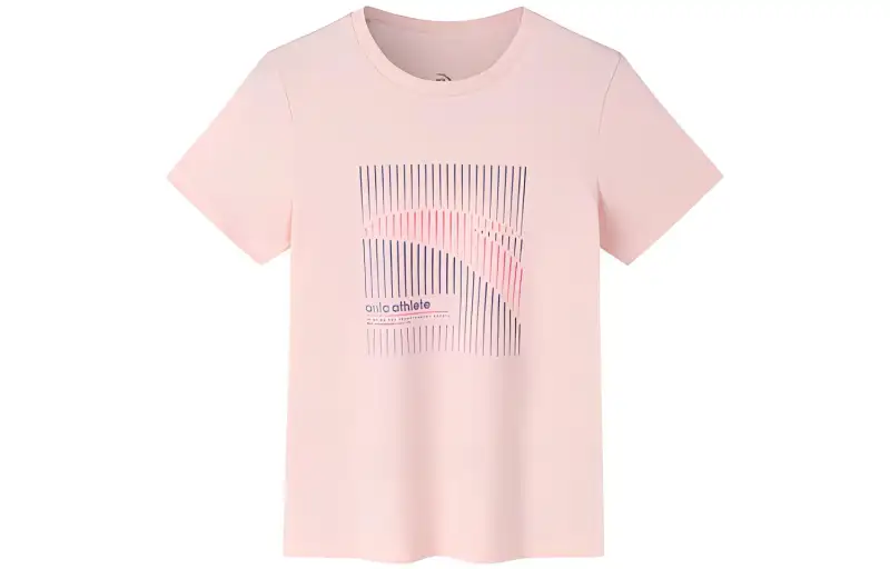 ANTA T Shirts Women's Pink Crew Neck Moderate Straight Fit