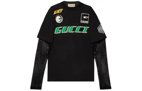 GUCCI Logo-print Layered Cotton T-shirt