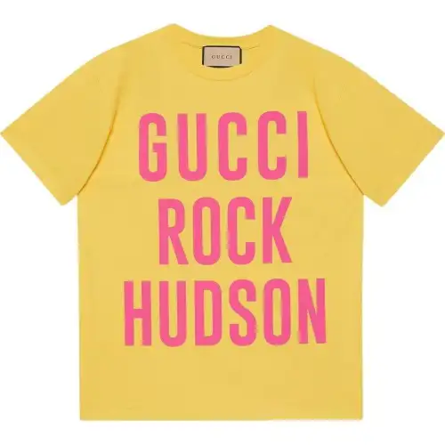 GUCCI Graphic Printed Short Sleeve Shirt Yellow