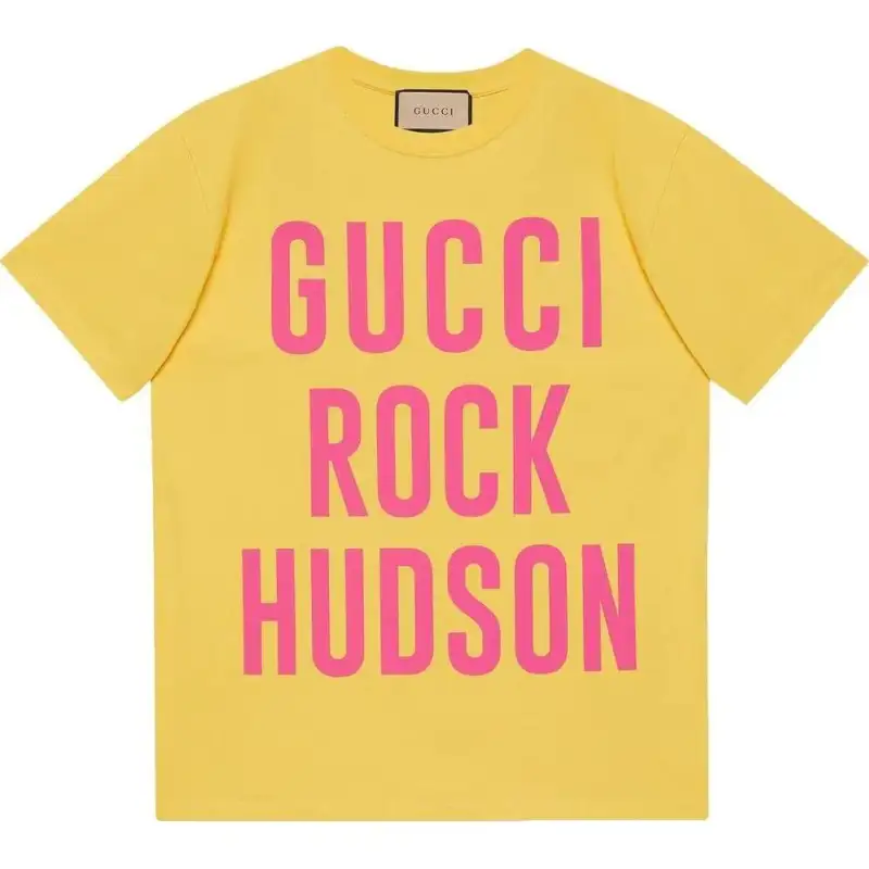 GUCCI Graphic Printed Short Sleeve Shirt Yellow