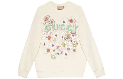 GUCCI Fw22 Tanabata Series Sweaters Women's Ecru Crew Neck Moderate Other