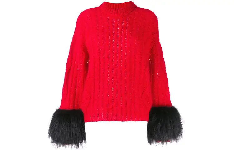 PRADA Sweaters Women's Red Crew Neck Moderate Other