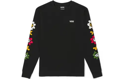Vans T Shirts Women's Black Crew Neck Moderate Straight Fit