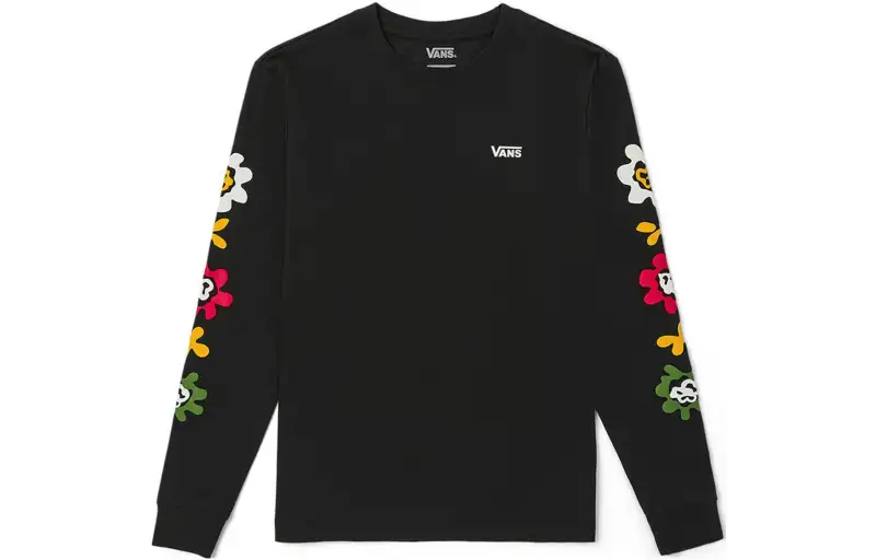 Vans T Shirts Women's Black Crew Neck Moderate Straight Fit