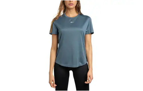 Reebok T Shirts Women's Blue Crew Neck Moderate Straight Fit