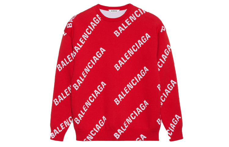 Balenciaga Sweaters Women's Red Crew Neck Moderate A Line