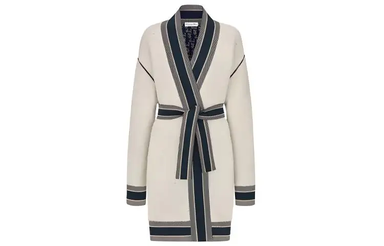 DIOR Quarterly New Products Sweaters Women's Ecru V Neck Moderate Cardigan