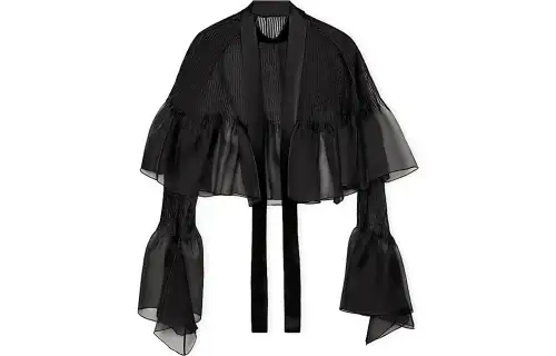 LOEWE Crop Tops Women's Black Ribbon Collar Moderate