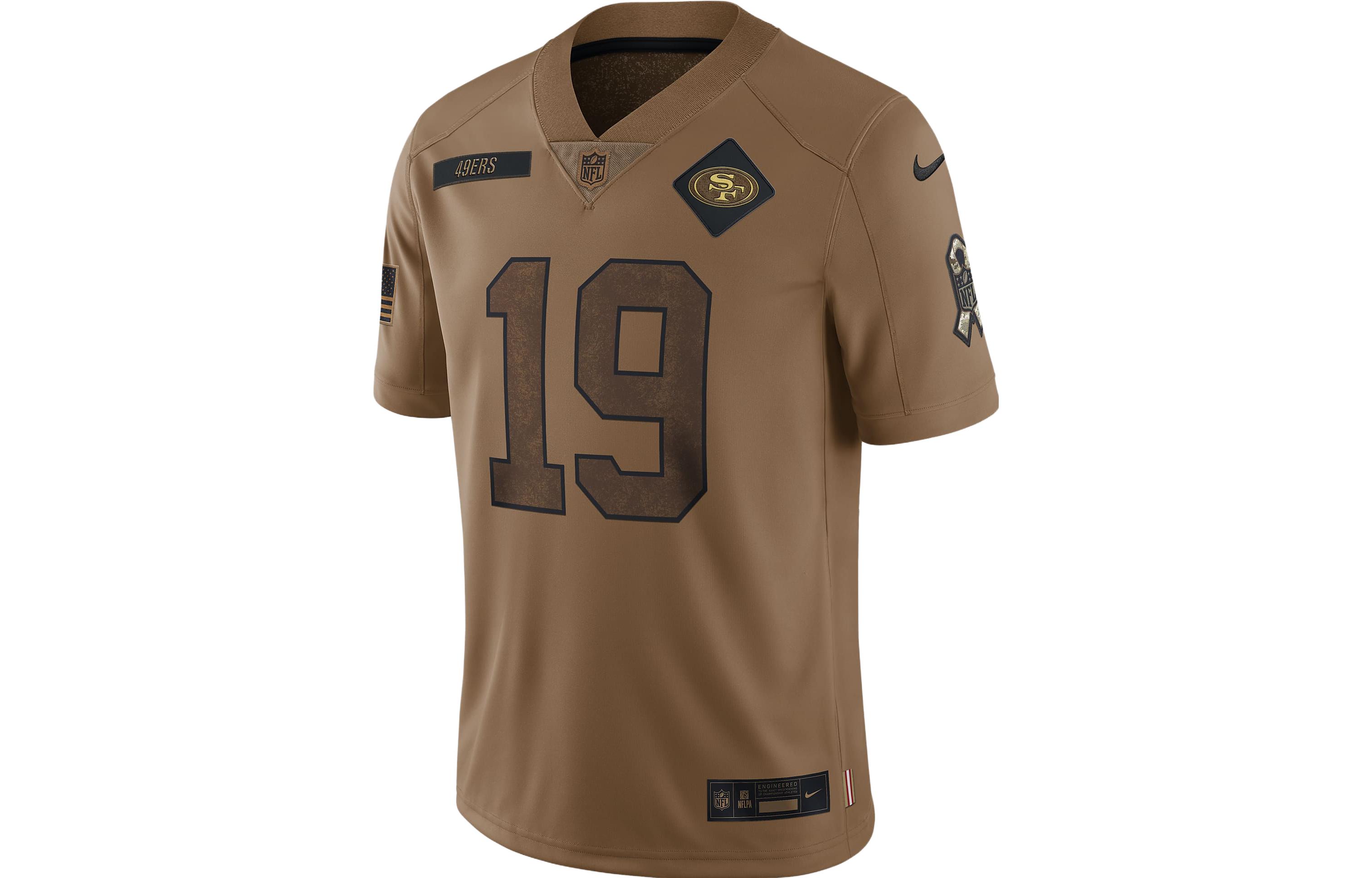 Nike X NFL joint Dri-Fit alphanumeric printed short-sleeved football jersey San Francisco 49ers Deebo Samuel No. 19 Men's Brown