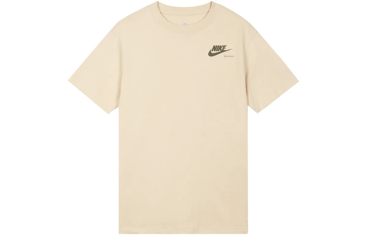 Nike Women'ss Retro Graphic Print Pullover Crewneck T-Shirt Beige