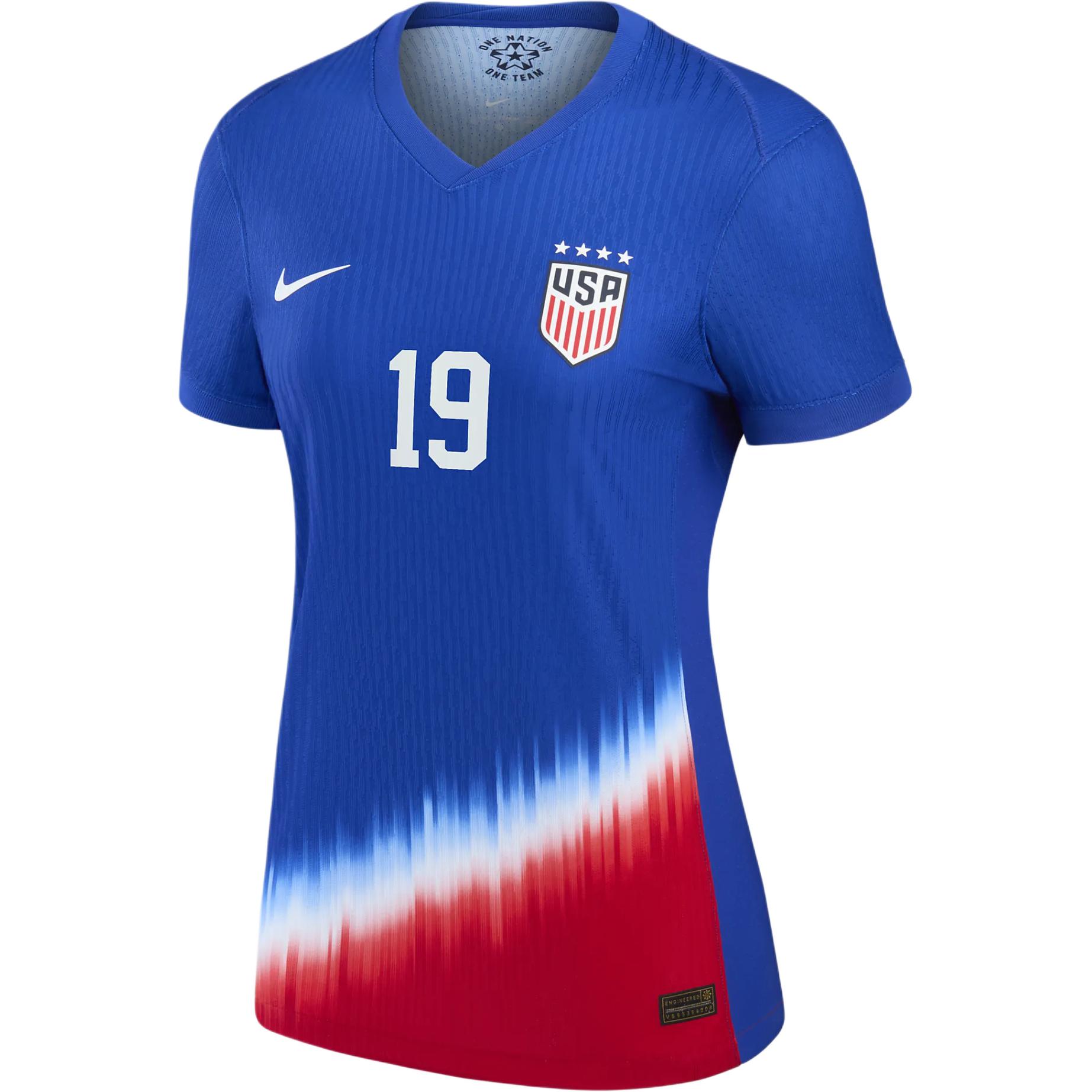 Nike Dri-FIT ADV Crystal Dunn USWNT 2024 Match Away sweat-absorbent and comfortable lettered short-sleeved T-shirt women's royal
