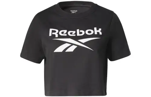 Reebok T Shirts Women's Black Crew Neck Moderate Straight Fit