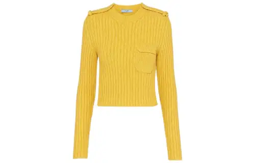 PRADA Sweaters Women's Yellow Crew Neck Moderate Other