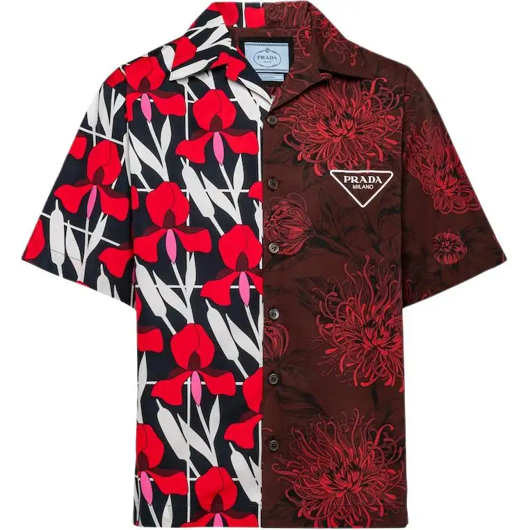 PRADA Shirts Men's Red Lapel Moderate Other