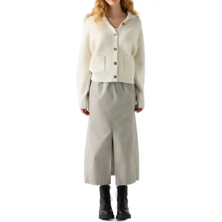 UNIQLO Sweaters Women's Ivory Lapel Moderate Cardigan