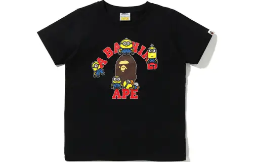 A BATHING APE X MINIONS Bape® X Minions T Shirts Women's Crew Neck Moderate Straight Fit